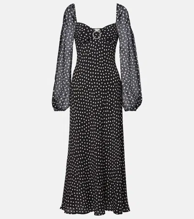 RIXO LONDON IVY POLKA-DOT SILK MAXI DRESS