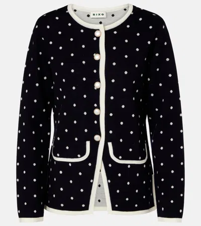 RIXO LONDON MIRJA POLKA-DOT WOOL-BLEND CARDIGAN