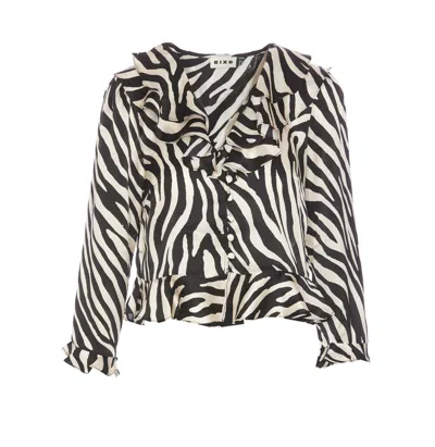 RIXO LONDON RIXO ATLAS ZEBRA PRINTED RUFFLED BLOUSE