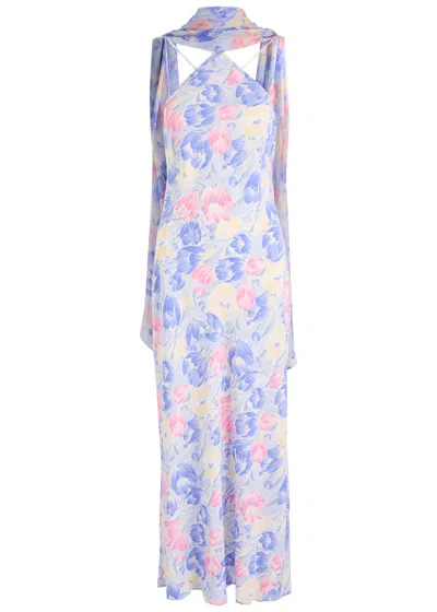 RIXO LONDON RIXO HAYLEY PRINTED SCARF-EFFECT MIDI DRESS