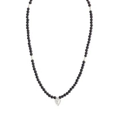 RIZE WOMEN'S BLACK / SILVER WILD TIGRESS NECKLACE - BLACK JADE & STERLING SILVER
