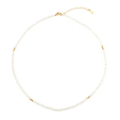 RIZE WOMEN'S GOLD / WHITE FINE RAINBOW MOONSTONE NECKLACE - GOLD VERMEIL