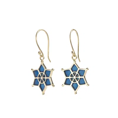 RIZE WOMEN'S MEENA STAR EARRINGS - STERLING SILVER & INDIGO BLUE ENAMEL