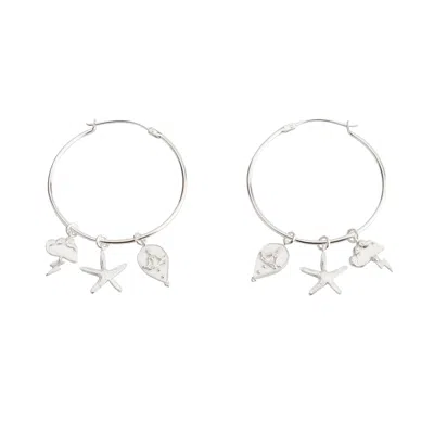 RIZE WOMEN'S MULTI CHARM HOOP EARRINGS - STERLING SILVER