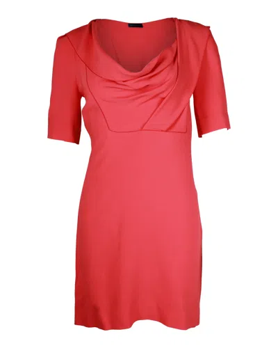 RM BY ROLAND MOURET ROLAND MOURET COWL NECK MINI DRESS IN CORAL VISCOSE