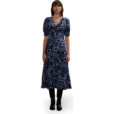 RO&ZO RO&ZO DAISY PRINT RUCHED FRONT DRESS