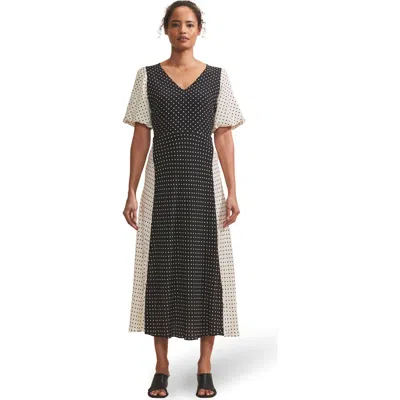 RO&ZO RO&ZO MONO CONTRAST SPOT MIDI DRESS