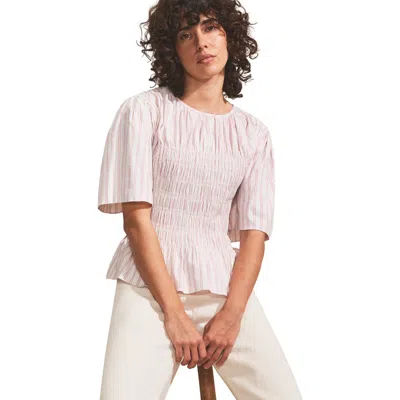 RO&ZO RO&ZO STRIPE SHIRRED TOP