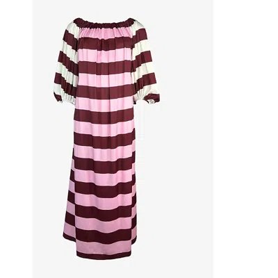 RO&ZO WOMENS PINK GIGI OFF-THE-SHOULDER STRETCH-WOVEN MAXI DRESS