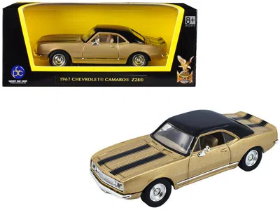 ROAD SIGNATURE 1967 CHEVROLET CAMARO Z-28 GOLD WITH BLACK STRIPES AND BLACK TOP 1/43 DIECAST MODEL CAR BY ROAD SIGN