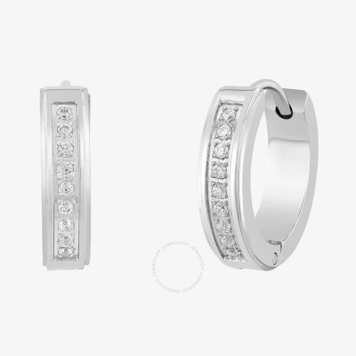 ROBERT ALTON ROBERT ALTON 1/6CTW DIAMOND STAINLESS STEEL HUGGIE EARRINGS