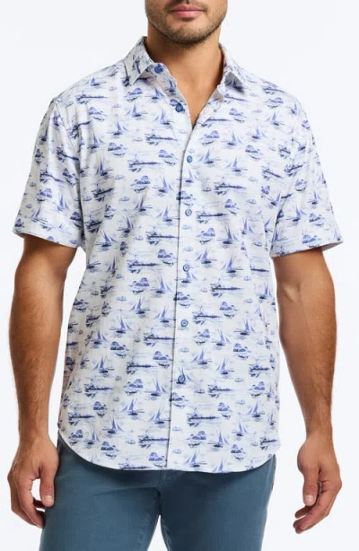 ROBERT GRAHAM ROBERT GRAHAM ALBORAN SAILBOAT PRINT SHORT SLEEVE COTTON BUTTON-UP SHIRT