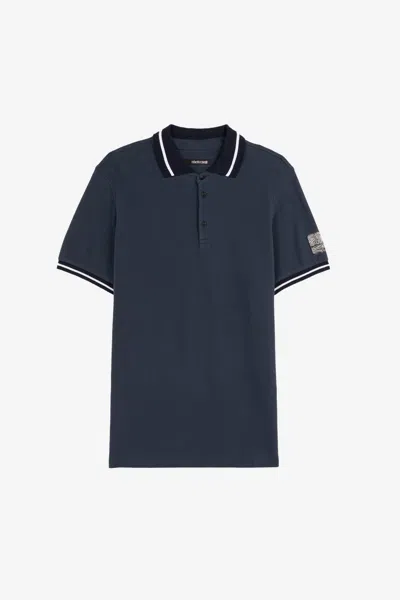 ROBERTO CAVALLI ANIMALISCHES POLOHEMD MIT PATCHWORK-PRINT-APPLIKATIONEN