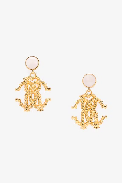 ROBERTO CAVALLI EARRINGS WITH STONES AND RC MONOGRAM