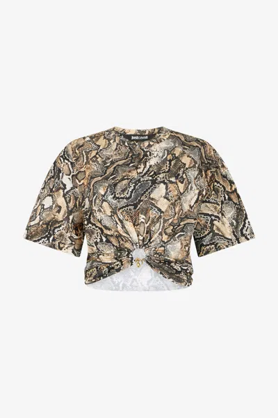 ROBERTO CAVALLI CROP-TOP MIT PRINT PYTHON