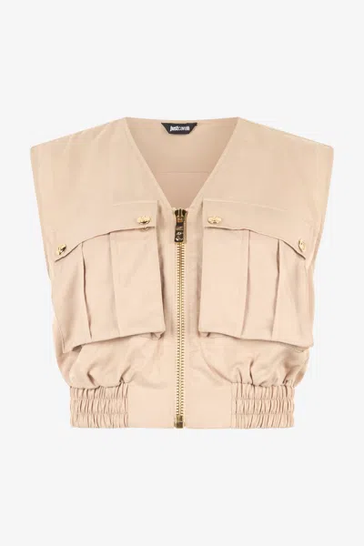 ROBERTO CAVALLI CROP-TOP MIT FUNKTIONSTASCHEN