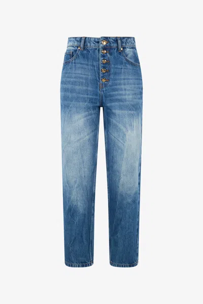 ROBERTO CAVALLI CROPPED JEANS MIT LOGO AUF DER RÜCKSEITE