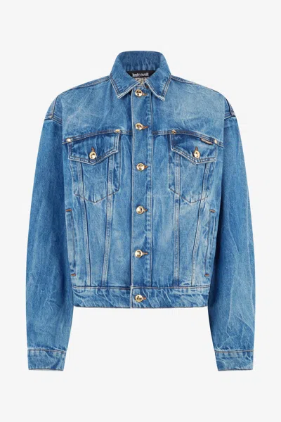 ROBERTO CAVALLI JACKE AUS DENIM MIT LOGO