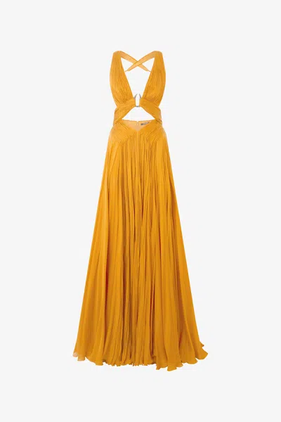 ROBERTO CAVALLI EXTRALANGES KLEID AUS REINER SEIDE