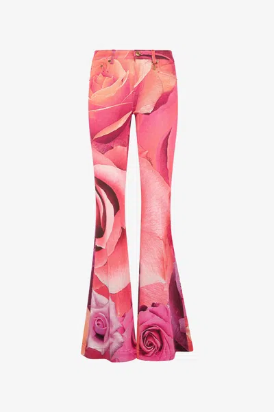 ROBERTO CAVALLI JEANS FIT & FLARE MIT PRINT GARDEN ROSE