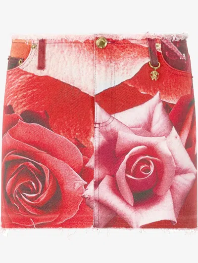 ROBERTO CAVALLI FLORAL-PRINT MINI SKIRT