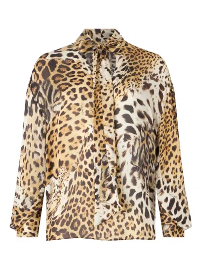 ROBERTO CAVALLI JAGUAR-PRINT BLOUSE
