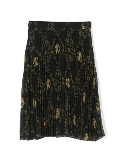 ROBERTO CAVALLI ABSTRACT-PRINT PLEATED MIDI SKIRT