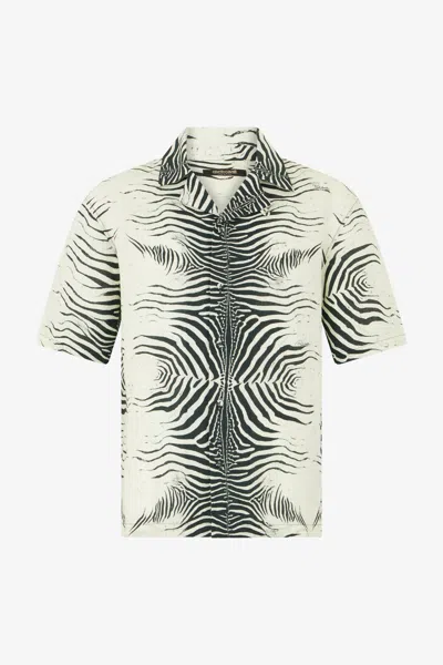 ROBERTO CAVALLI HEMD AUS LEINEN MIT PRINT MINI ZEBRA