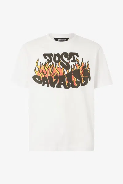 ROBERTO CAVALLI T-SHIRT MIT LOGO-PRINT VORN