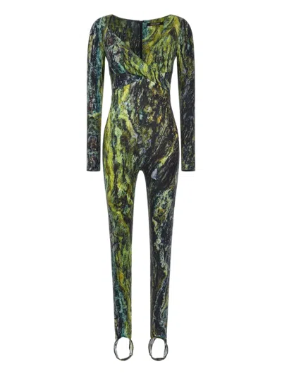 ROBERTO CAVALLI MARBLE-PRINT JUMPSUIT