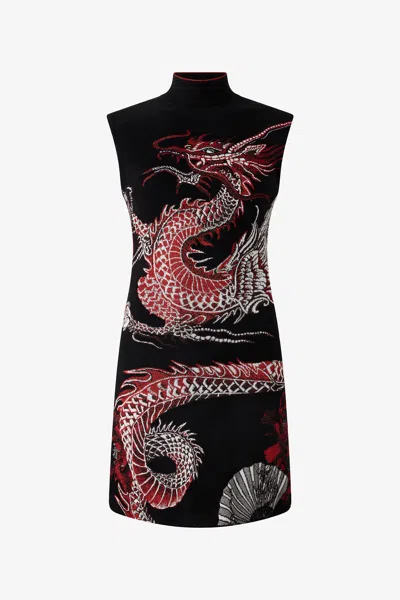 ROBERTO CAVALLI MINIKLEID MIT FLORALEM MOTIV UND DRACHEN