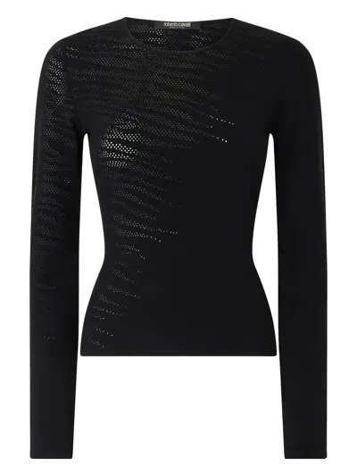 ROBERTO CAVALLI PERFORATED LONG-SLEEVE TOP