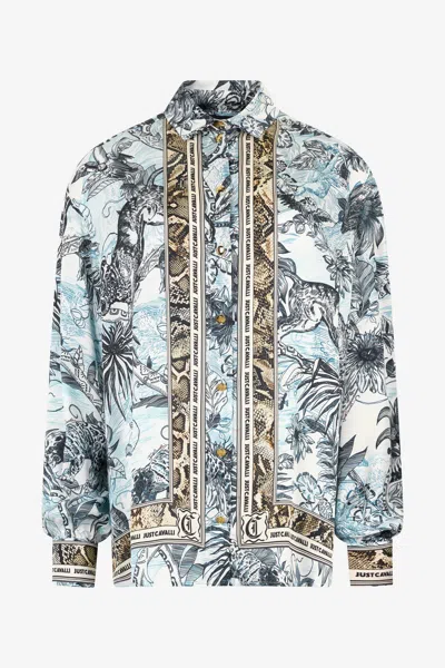 ROBERTO CAVALLI HEMDBLUSE MIT DEN PRINTS JUNGLE UND PYTHON