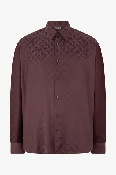 ROBERTO CAVALLI HEMD AUS EINER SEIDENMISCHUNG MIT ALL-OVER-MONOGRAMM