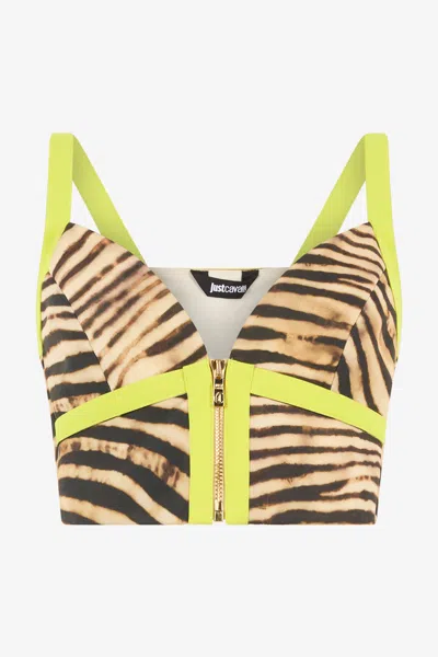 ROBERTO CAVALLI CROP-TOP MIT PRINT TIGER SKIN