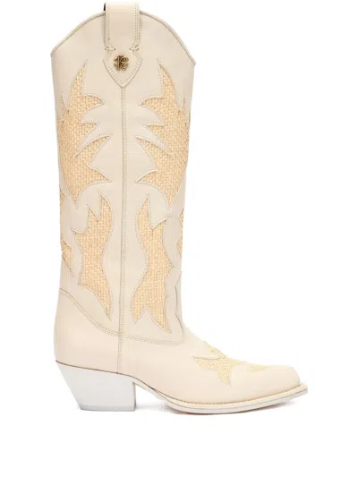 ROBERTO CAVALLI WESTERN-INSPIRED EMBROIDERED BOOTS