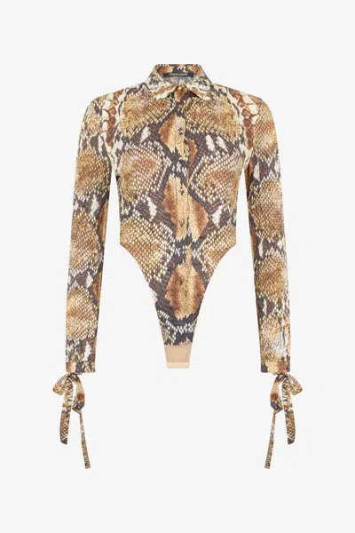 ROBERTO CAVALLI HEMD BODY MIT PYTHON-PRINT