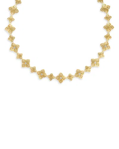 ROBERTO COIN 18K YELLOW GOLD PALAZZO DUCALE DIAMOND SATIN FLOWER COLLAR NECKLACE, 16