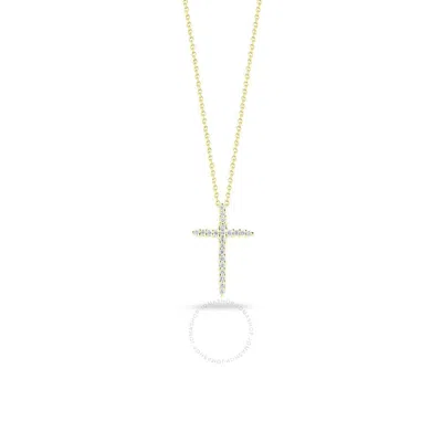 ROBERTO COIN ROBERTO COIN TINY TREASURE 18K YELLOW GOLD 0.10CT DIAMOND CROSS PENDANT NECKLACE - 001618AYCHX0