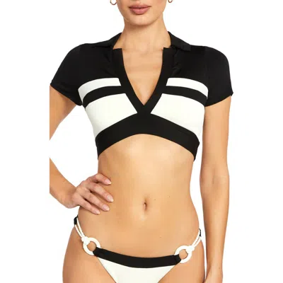 ROBIN PICCONE ROBIN PICCONE BABE STRIPE SHORT SLEEVE BIKINI TOP