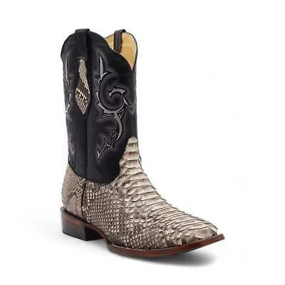 ROCCO ROCCO MEN'S NATURAL PYTHON EXOTIC LEATHER BOOTS