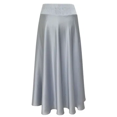 ROCH PEREL WOMEN'S BLUE SATIN AND KNIT CIRCLE SKIRT