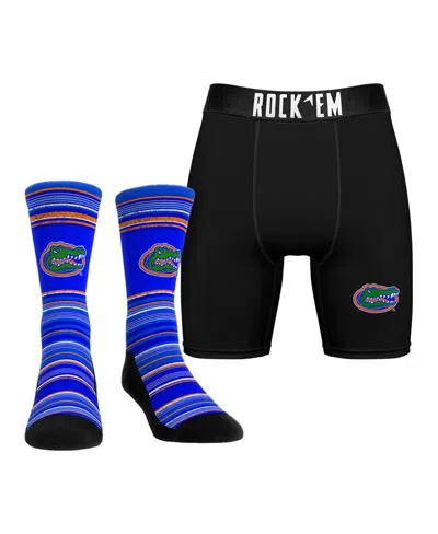 ROCK 'EM MEN'S FLORIDA GATORS PRIMARY CREW SOCKS BOXER BRIEFS COMBO PACK