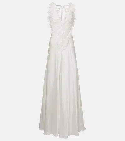 RODARTE BRIDAL EMBELLISHED SILK SATIN GOWN