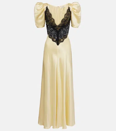 RODARTE LACE-TRIMMED SILK CHARMEUSE GOWN