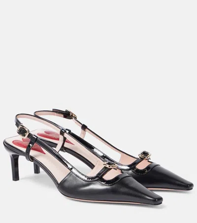 ROGER VIVIER VIV' CANARD 55 LEATHER SLINGBACK PUMPS