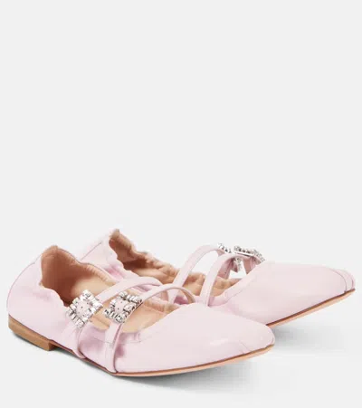 ROGER VIVIER CRYSTAL-EMBELLISHED LEATHER MARY JANE FLATS