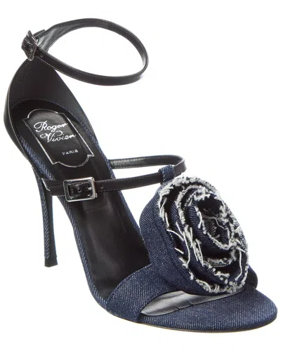 ROGER VIVIER DENIM & LEATHER SANDAL