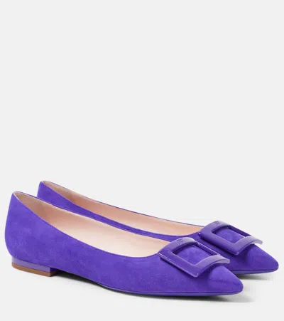 ROGER VIVIER GOMMETTINE SUEDE BALLET FLATS
