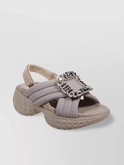 ROGER VIVIER LIGHT FABRIC ST BUCK SANDAL SLINGBACK